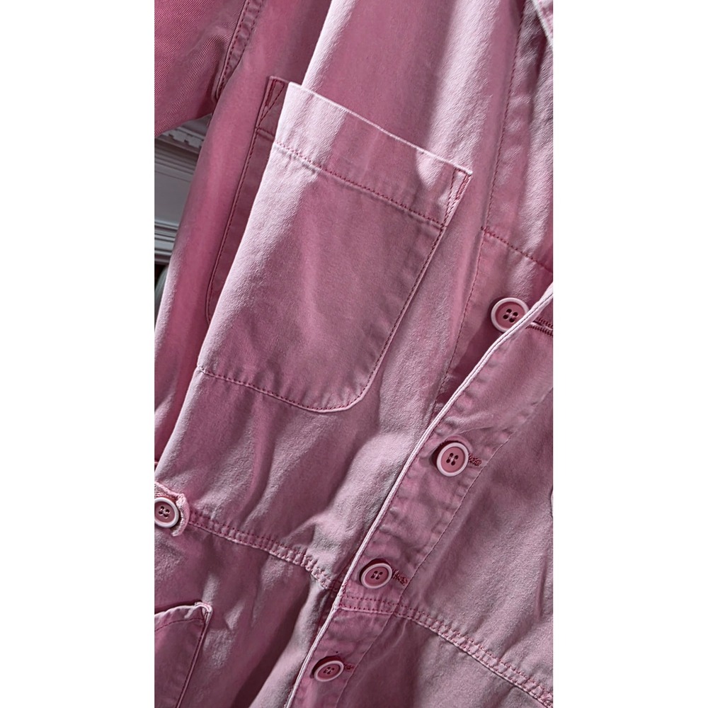 Pistola Pink Cotton Utility Jumpsuit Short Sleeve Wide Leg Suit Small - Picture 8 of 9